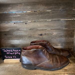 Mens Johnston And Murphy Brown Leather‎ Crepe Ankle Chukka Boots Size 11 M GUC